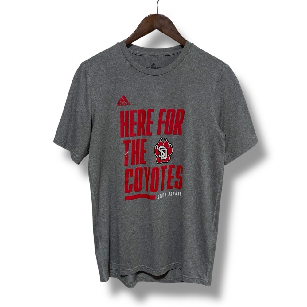 Adidas Men's University of South Dakota Coyotes T Shirt Gray Size Small 19x28‎